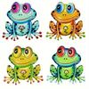 4 Stück Holzfrosch Wanddeko Lustiger Frosch Wandbehang Skulptur Vintage Tier Wandkunst für Innen Außen Garten Terrasse Hof Zaun Wanddekoration