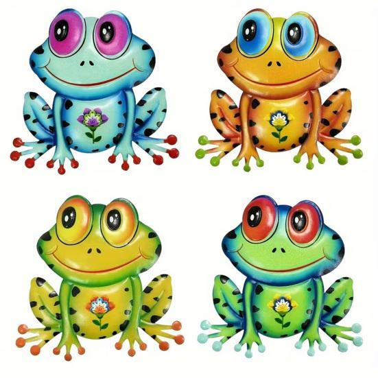

4 Pcs Wooden Frog Wall Decor Funny Frog Wall Hanging Sculpture Vintage Animal Wall Art for Indoor Outdoor Garden Patio Yard Fence Wall Decor 4pcs