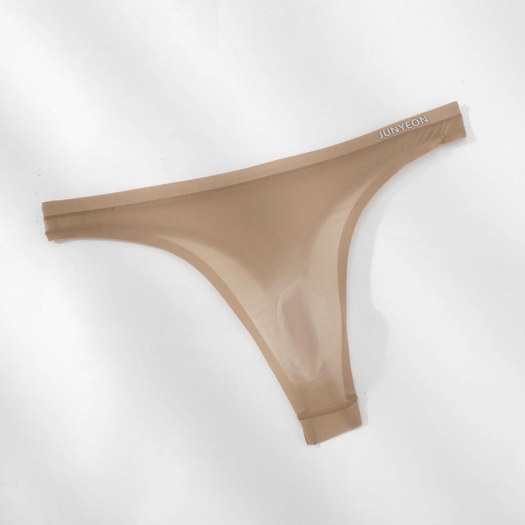 Men's Ultra-Thin Ice Silk Transparent Thong Underwear - Breathable, Sexy, and Comfortable for Summer.
