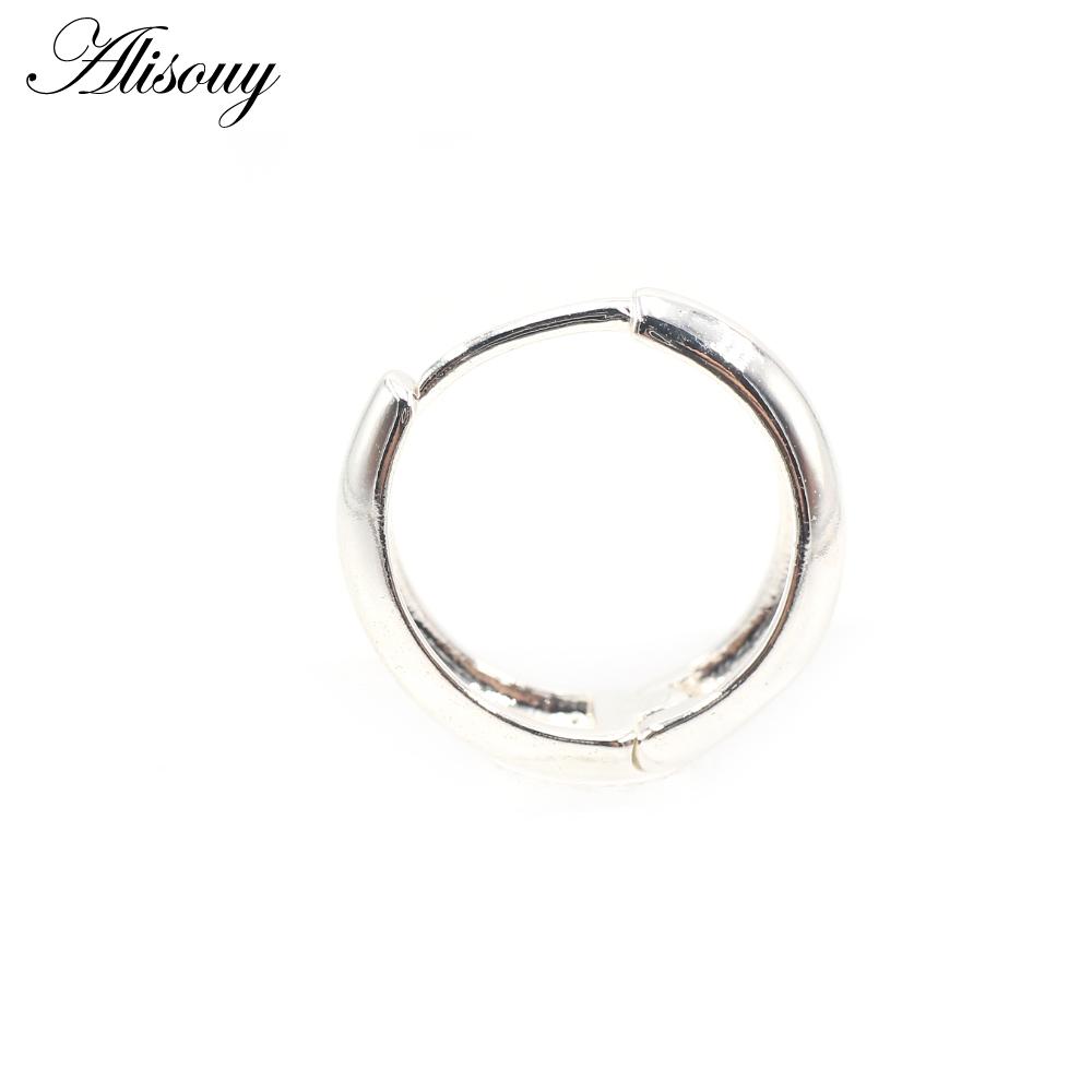 Alisouy 2pcs Copper Alloy Cute Curve Polishing Small Circle Round Hoop Earrings For Women Men Ear Cuff Brincos Hinged Jewelry