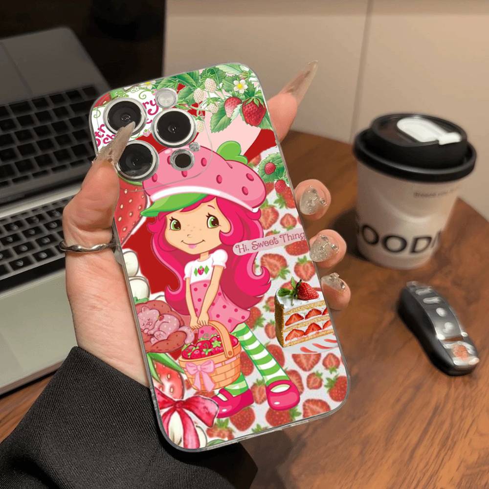 S-Strawberry-shortcake Girl Phone Case For IPhone 11 12 13 14 15 16 17 Pro Max Plus Transparent Back Cover