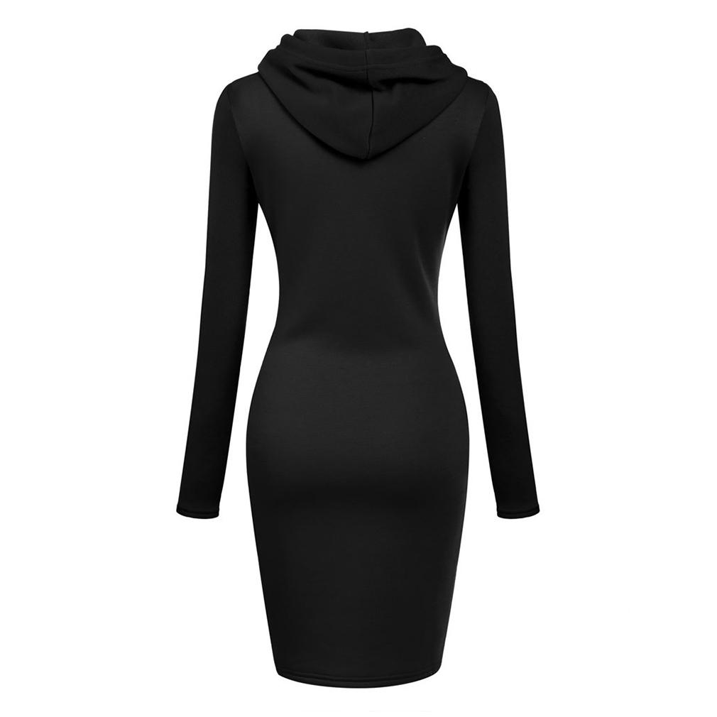 Women Casual Dress Long Sleeve Hooded Jumper Pockets Sweater Tops
