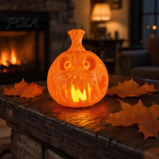 Indoor Halloween Party Lighting Night Light, Flameless Pumpkin LED Lamp, Decorative Warm Glow Decoration Atmosphere Light for Holiday Home Decor Safe