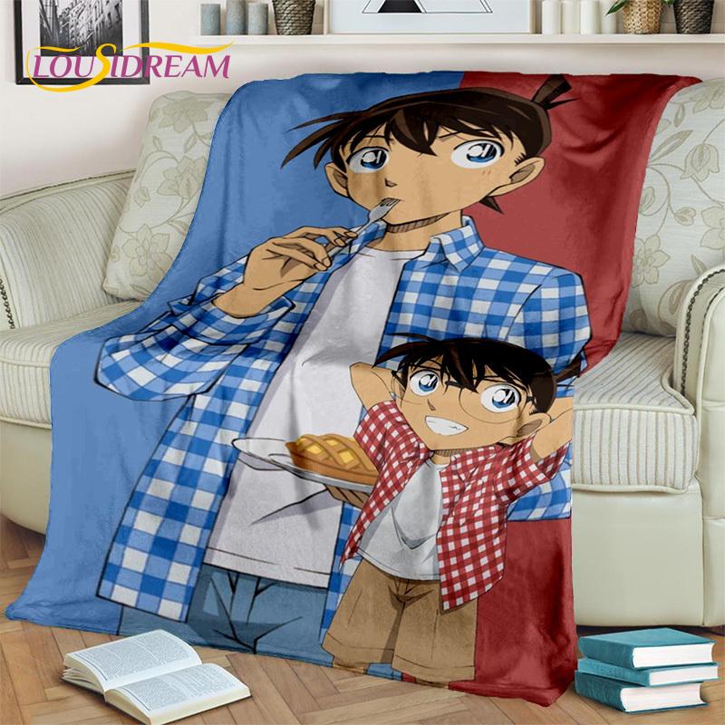 Kreskówka HD Detektyw Conan Anime Koc 3D, Miękki koc do rzucania na dom, sypialnię, łóżko, sofę, na piknik, w podróży, do biura, koc okrywowy dla dzieci