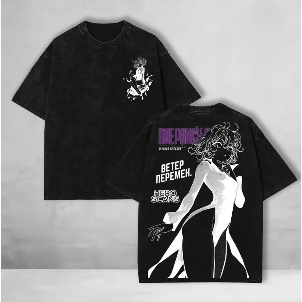 

Manga ONE PUNCH-MAN Tatsumaki Printed Tee Men Women Short Sleeve Clothing Washed Cotton T-shirt Casual T Shirt Harajuku Tshirt XXL чорний