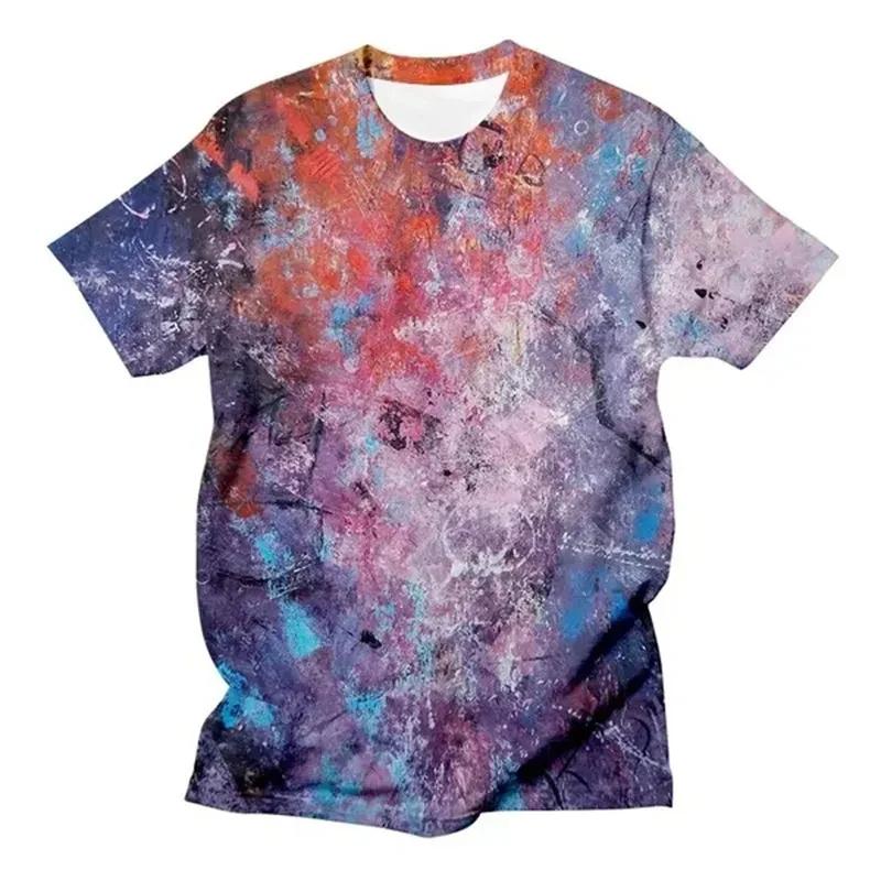 3D Printed Splash-Ink Graffiti T-Shirts Colorful Pattern T-Shirts Summer Harajuku Casual Personality Round Neck Men's T-shirts
