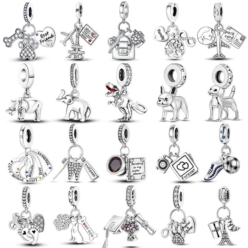 925 Silver Fashion Camera Coffee Cup Flower Charms Beads Fit 925 Original Bracelet DIY Birthday Jewelry Making for Women