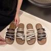 Korean version of the toe cool slippers women's 2025 summer new wear fashion flat-bottomed fairy wind summer beach sandals