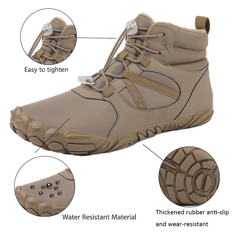 Winter Trekking Snow Boots Warm Fur Lined Snow Boots Barefoot Boots Outdoor Water Resistant Ankle Booties Men Women Hiking Boots