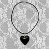 Punk Black Rope Chain Glass Heart Pendant Choker Necklace Birthday Ornament