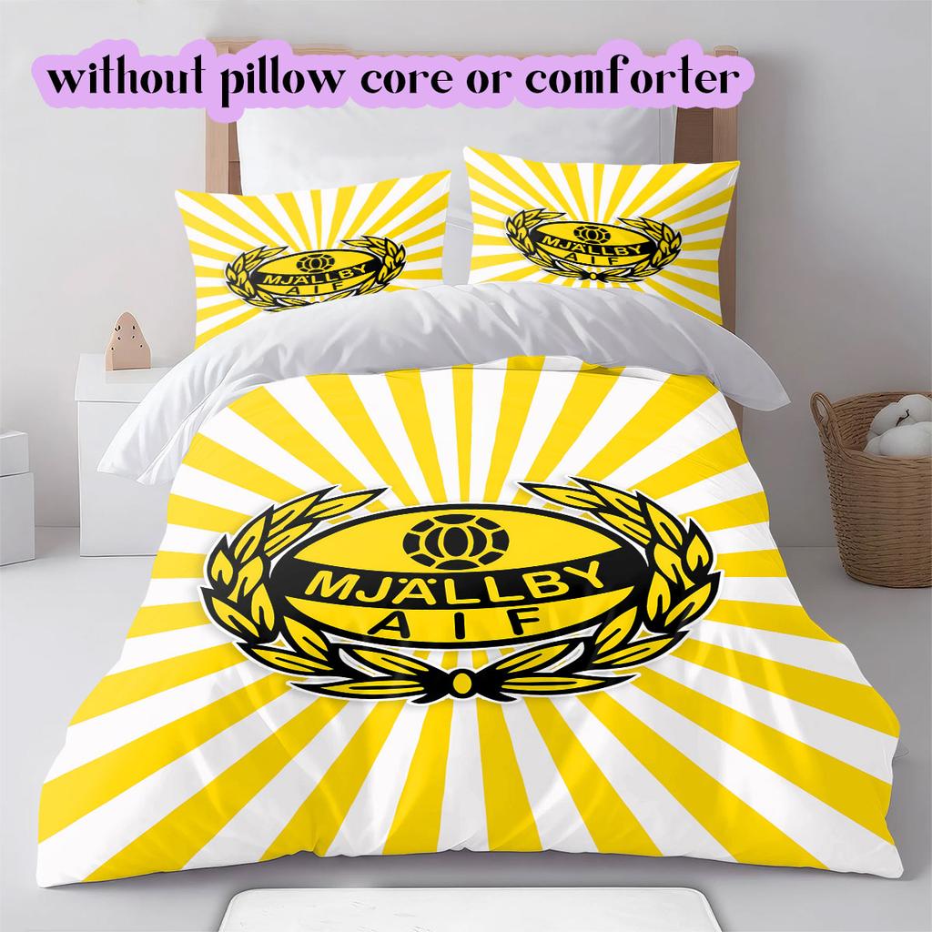 Mjällby AIF football Pattern Bedding,Quilt Set Quilt Cover Pillowcase Home Birthday Gift (1*duvet cover+2*pillowcase,without core)