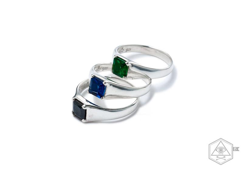 Bebello [Bs-379] 925 Silver Black Cubic Pinky Ring