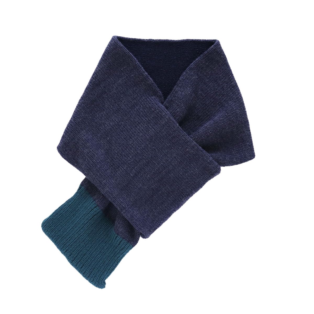 

Kinuya SO7365 Silk Cashmere Wool Blend Scarf with Double Silk Inner Navy Blue Knit,