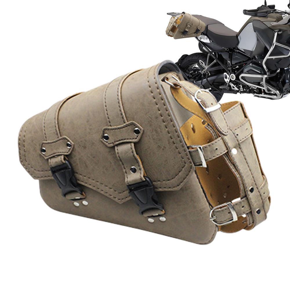 

Боковые седельные сумки для мотоцикла, боковая сумка для хранения седла для мотоцикла, водонепроницаемая кожаная сумка для инструментов для мотоцикла с держателем для бутылки