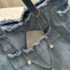 Koreanischer Stil Leinwand-Tragetasche Einfache Unterarm-Taschen Niedliche Jeans-Umhängetasche Outdoor