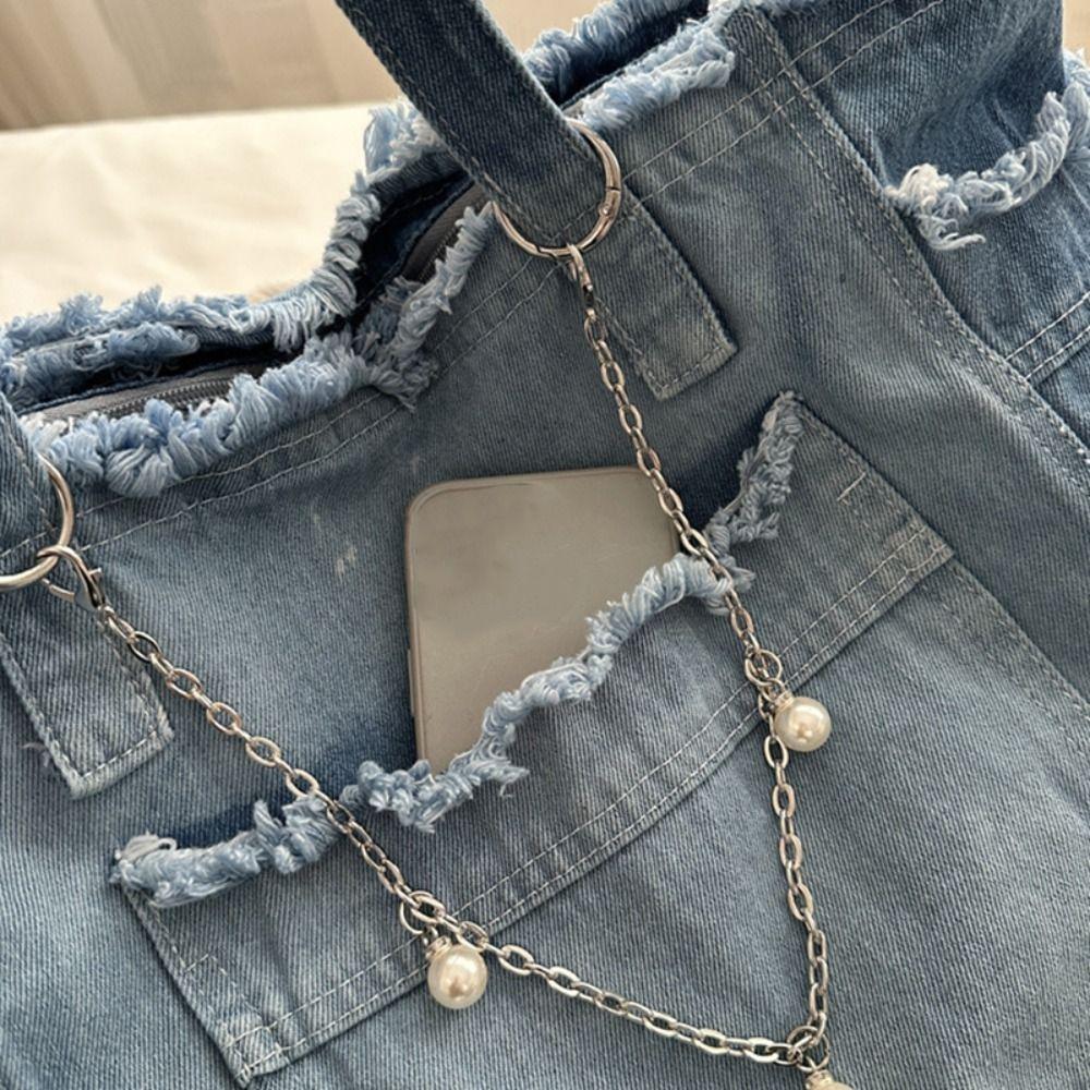 Koreanischer Stil Leinwand-Tragetasche Einfache Unterarm-Taschen Niedliche Jeans-Umhängetasche Outdoor
