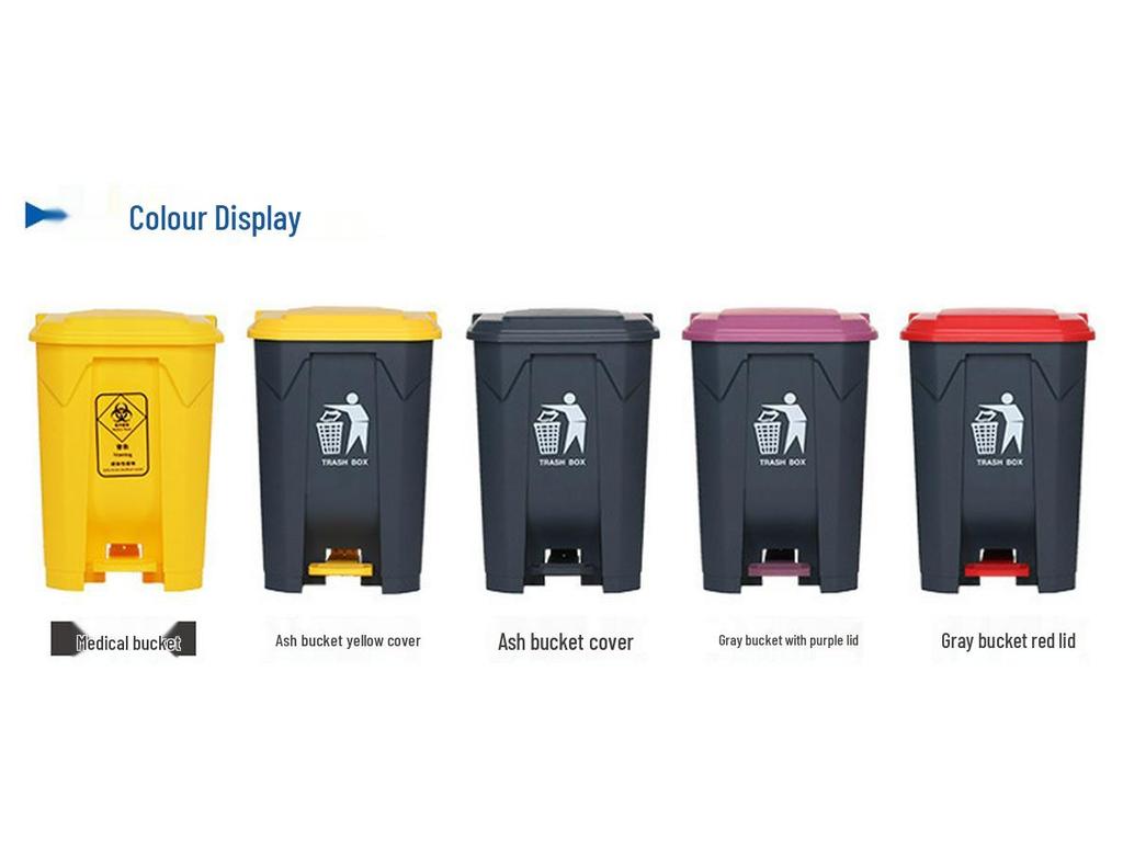 Large Outdoor Commercial Plastic Pedal Trash Can with Lid for Kitchen and Home