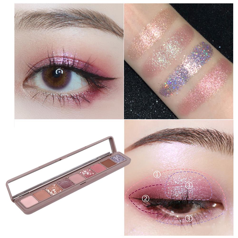 9Color Matte Glitter Soft Nude Eyeshadow Compact Earth Tone Cosmetics 13.5g