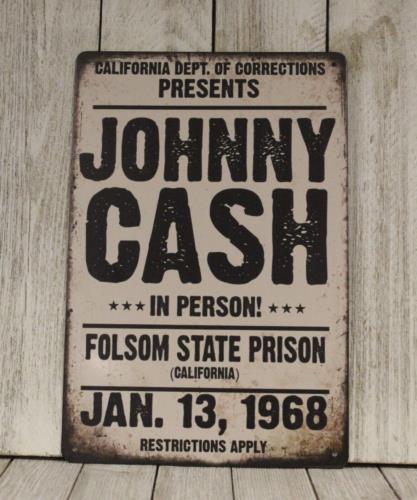 Johnny Cash Live in Concert Poster Tin Metal Sign Folsom Prison Vintage Style CDAluminum 20x30cm（7.8x11.8inch）