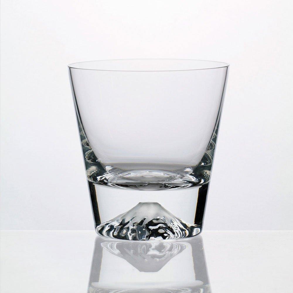 Premium gift set - Sakura Mt. Fuji rocks glass Mt. Fuji Hoei glass (Sakura) with wooden coaster