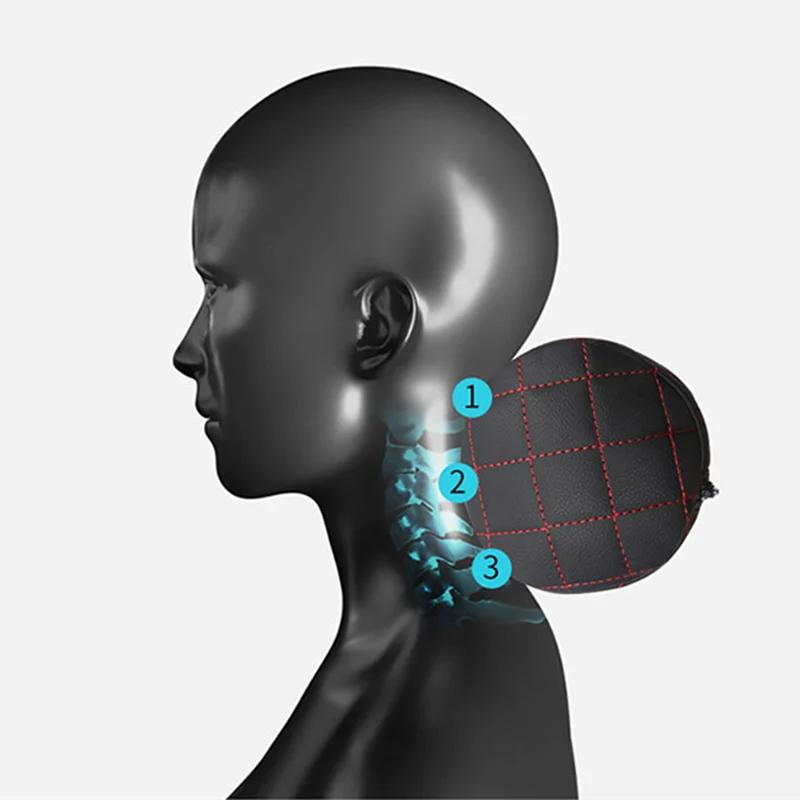 Luxury Car Seat Neck Pillow Headrest Leather Memory Foam Breathable Cervical Cylindrical Pillow Office Chair Headrest Protector