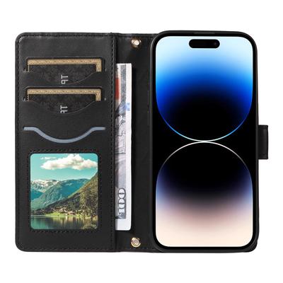 Para iPhone 14 Pro Capa Transversal Losango Couro Suporte Flip Capa Protetora