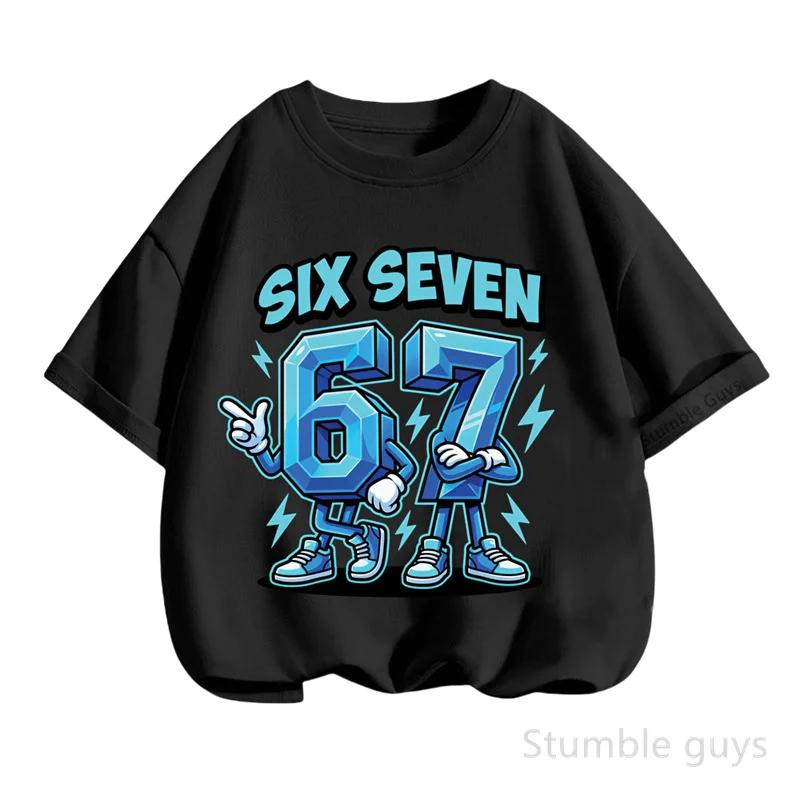 Top Selling 67 Print Tshirt Six Seven T-shirt Summer Kids Boys Clothes Girls Short Sleeve Tops