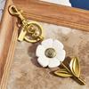 Keychain Pendant Sparkling Rhinestones Inlaid Flower Shape Key Chain with Lobster Clasp Hanging Design