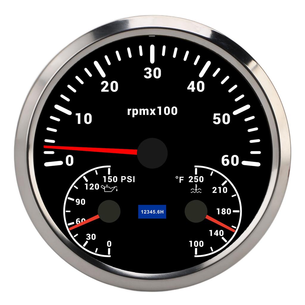 110mm Drehzahlmesser DC 9 bis 32V 6000 U/min 0 bis 150 PSI Öldruck 100 bis 250 Fahrenheit Wassertemperatur 3-in-1 Messgerät für