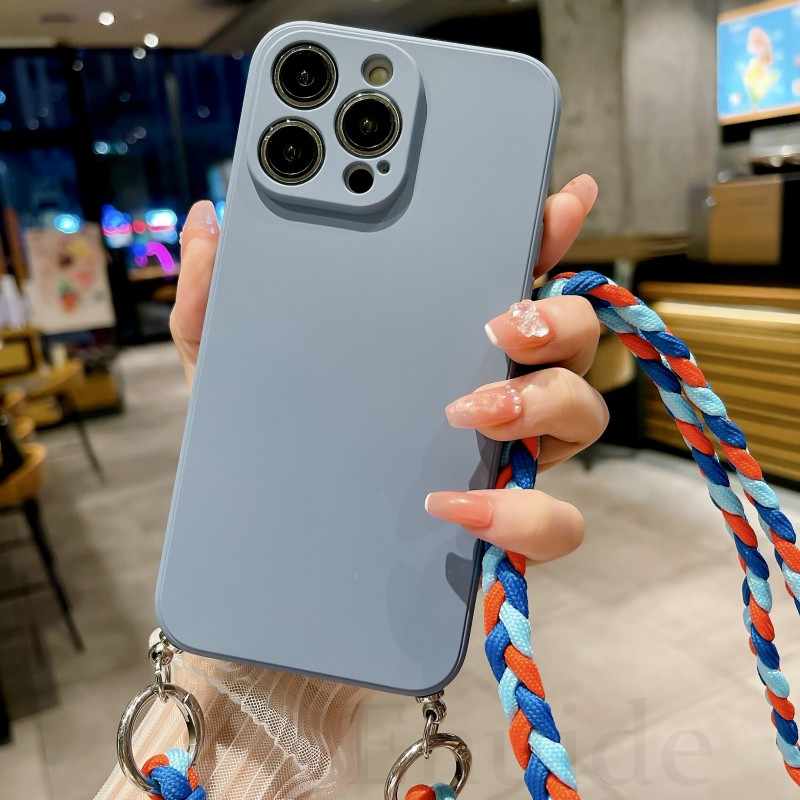 Crossbody Strap Case for OPPO Find X5 Lite X3 X6 Reno 11 8 7 6 5 Realme 12 Pro C53 C55 Necklace Soft Silicon Braid Lanyard Cover