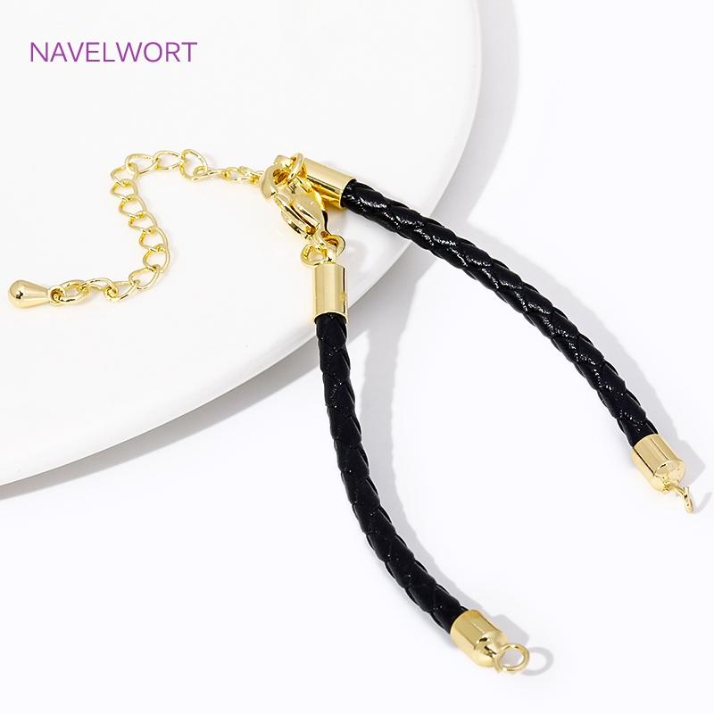 

2/4Pcs/Lot 18K Gold Plated Leather Rope Chain With Adjustable Lobster Clasps Extension Chain For DIY Jewelry Making Supplies 2 pieces