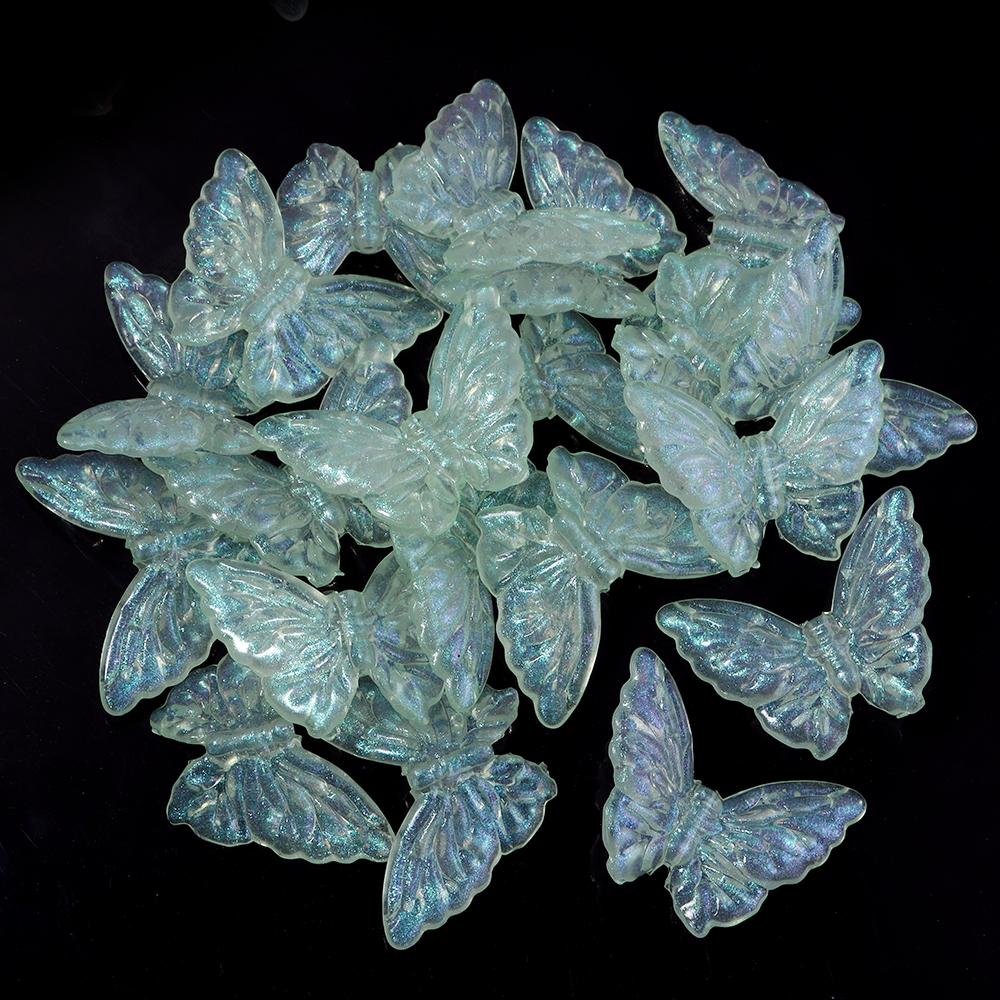 20pcs 36.5x27mm Acrylic Butterfly Beads Colorful Luminous Loose Beads For Jewelry Making DIY Necklace Earrings Phone Key Chain