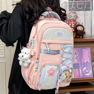 High-value Schoolbag for Girls, Cute for Junior High School Students, Japanese Transparent Pain Bag, Large-capacity Backpack, Student Backpack.
