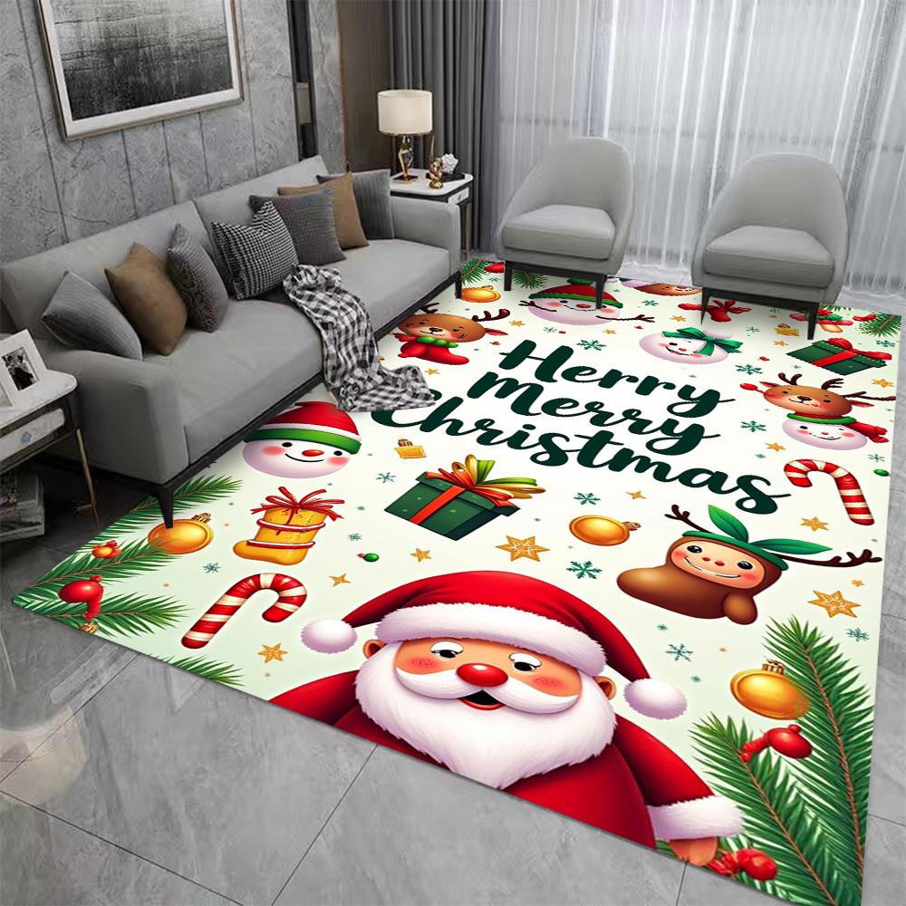 Merry Christmas Gift Carpet Festive Living Room Rug Soft Sofa Mat Cozy Bedroom Floor Decor Holiday Home Christmas Accessories