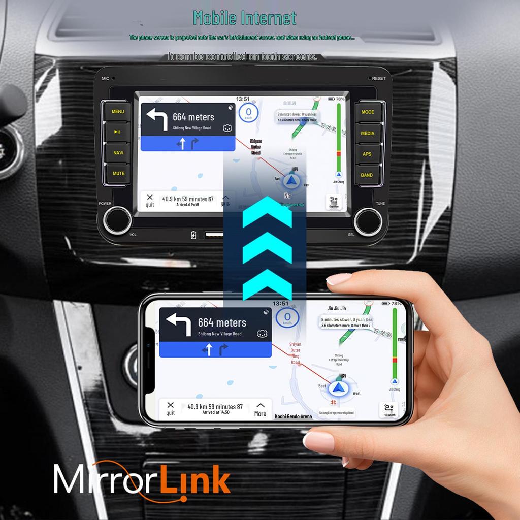 7" Dual-Chip Auto Bluetooth MP5 mit Android Auto, Wireless CarPlay und GPS-Navigation