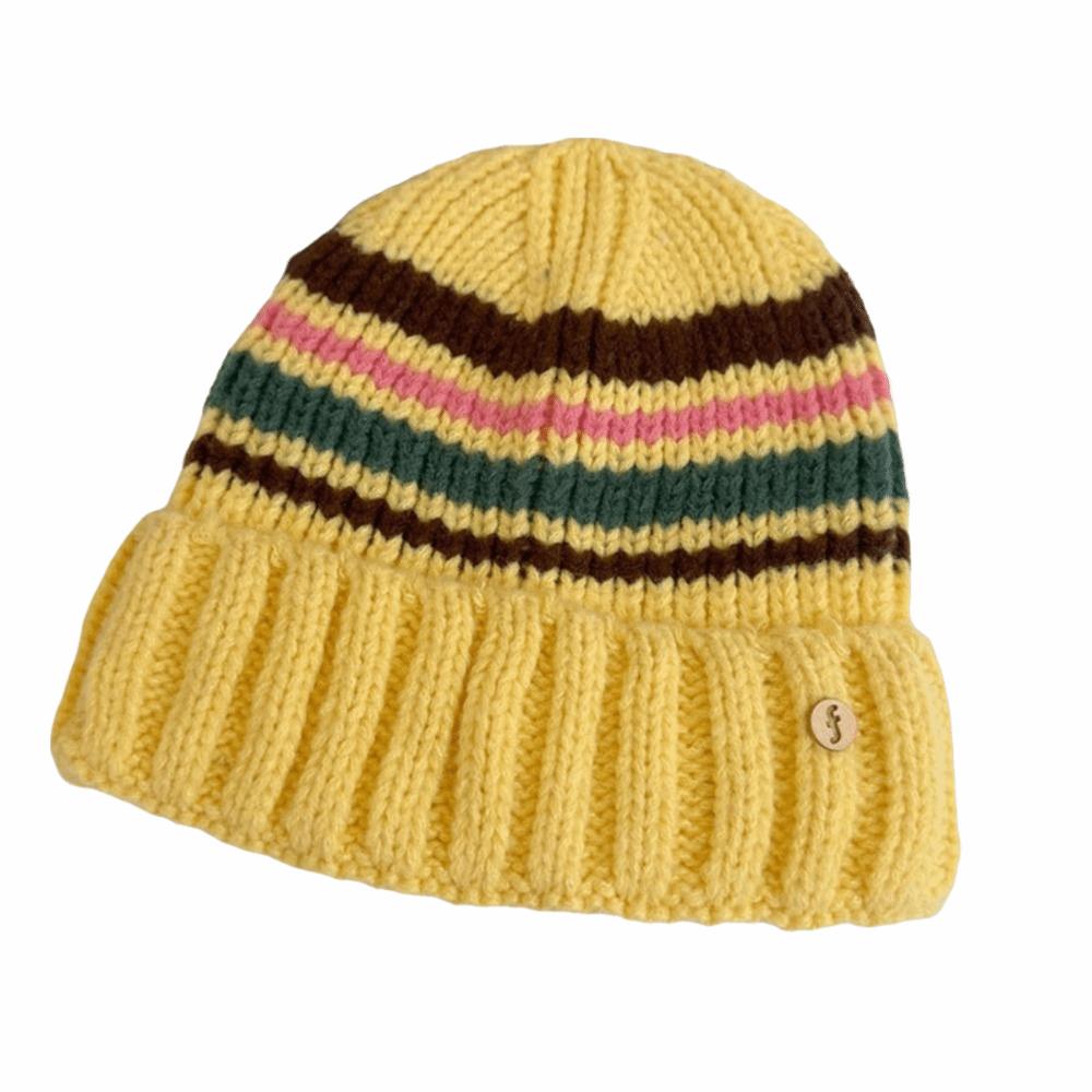 Trendy Casual Wool Hat Vintage Winter Pullover Hat Fashion Striped Knitted Hat  Outdoor