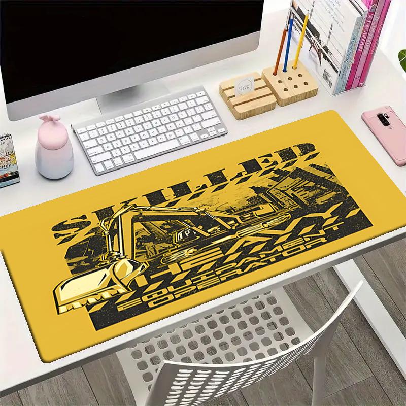 excavator Theme Mouse Pad, Non Slip Rubber Base, Multifunctional Office & Home Decor, Perfect for Workspace Personalization.