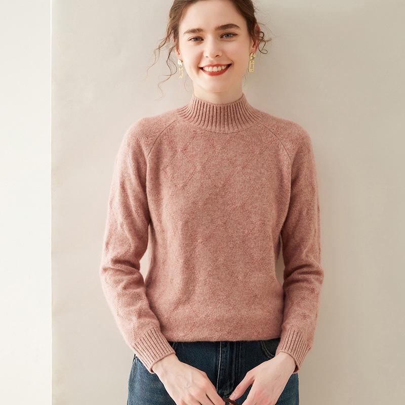 

Женский кашемировый свитер облегающего кроя с высоким воротом - Нежная, утолщенная вязка для осени и зимы 2XL (135-150 lbs)