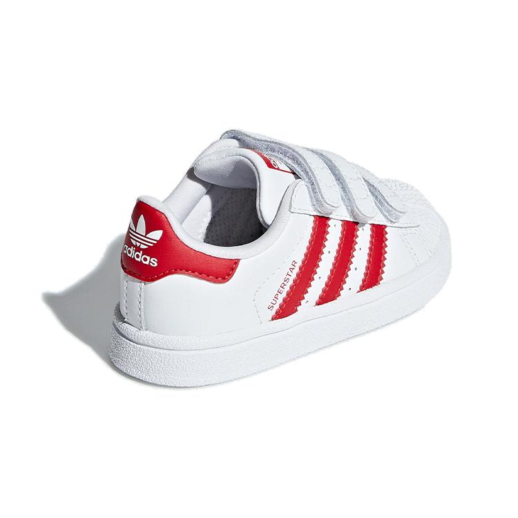 Adidas Originals SUPERSTAR CF Synthetic Leather Comfortable Slip Resistant Low top Toddler Shoes White Red Baby CG6639