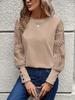 Women's Long Sleeve Top with Sunflower Lace Sleeve Detail