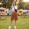 Shorts cargo à taille élastique pour femme, coupe décontractée, à cordon de serrage, shorts décontractés avec plusieurs poches pour les activités de plein air