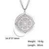 Dawapara Fortune Wheel AGLA INRI Stainless Steel Men Necklace Solomon Wealth Amulet Michael Uriel Raphael Gabriel Archangel Seal