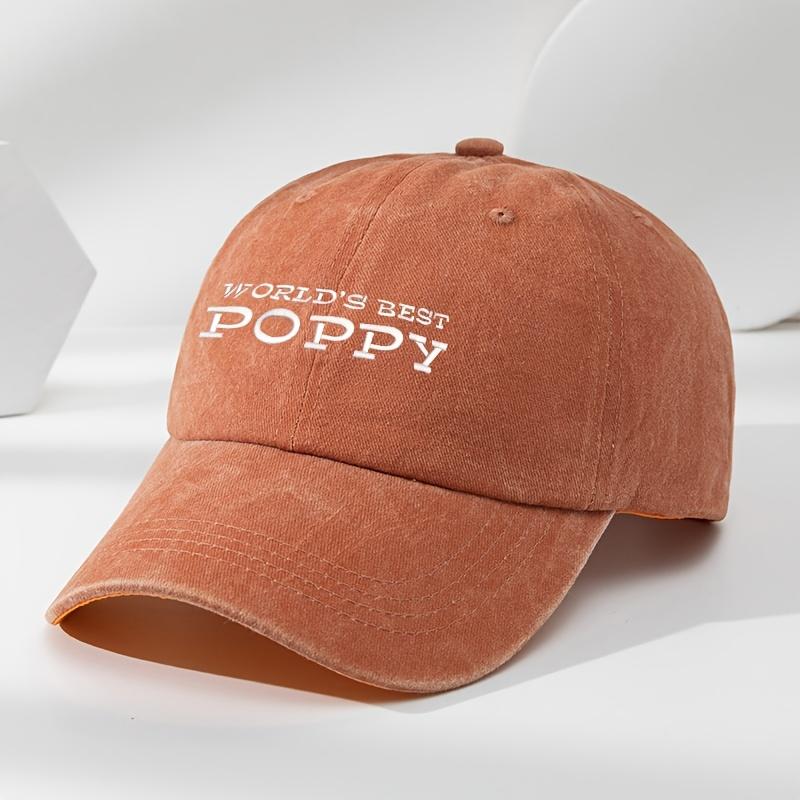 Poppy Letters Three-dimensional Embroidered Baseball Cap Classic Washed Old Retro Peaked Cap Soft Top Adjustable