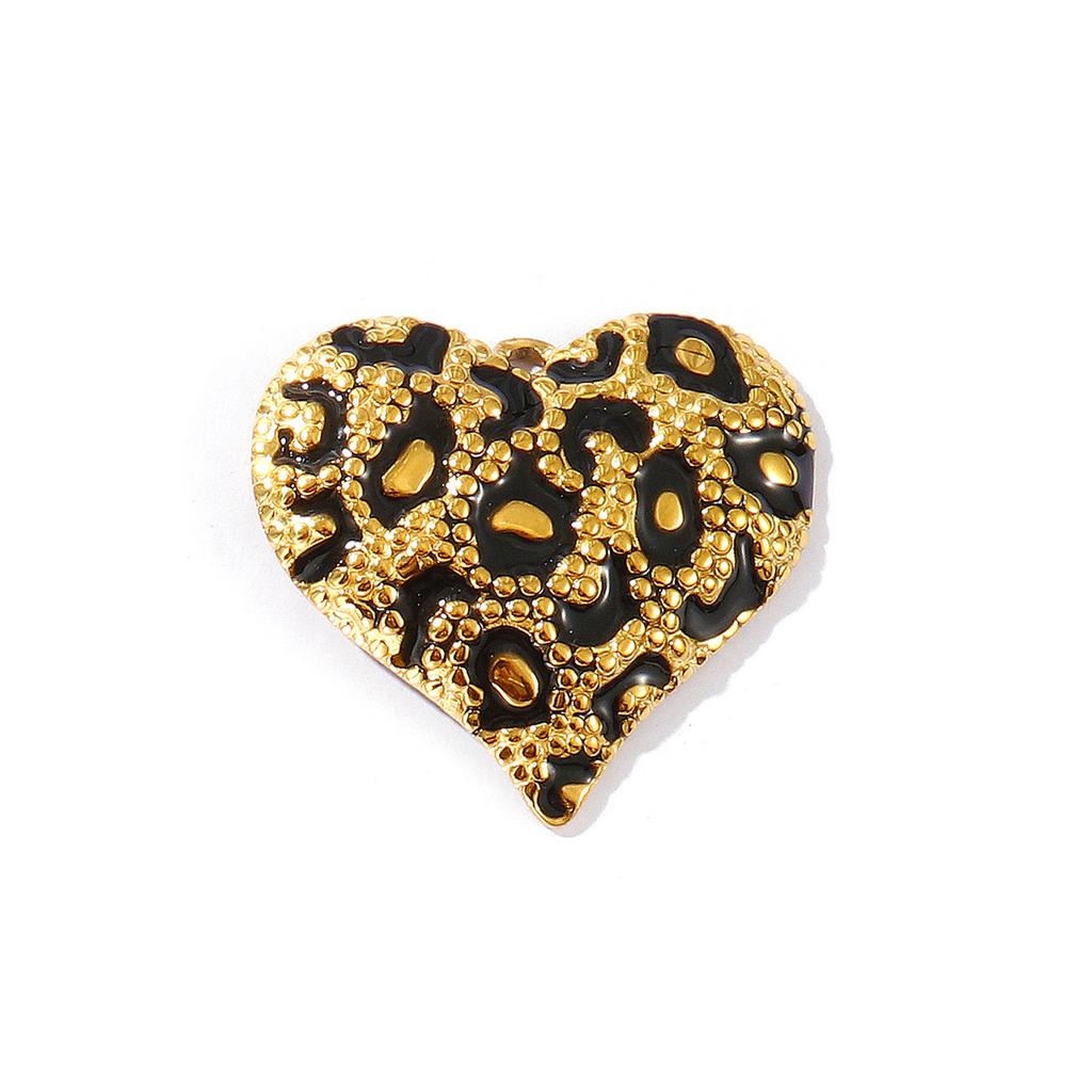 1 Piece 304 Stainless Steel Charms Heart Flower Leopard Print Geometric 18K Gold Plated Pendant For DIY Necklace Jewelry Making
