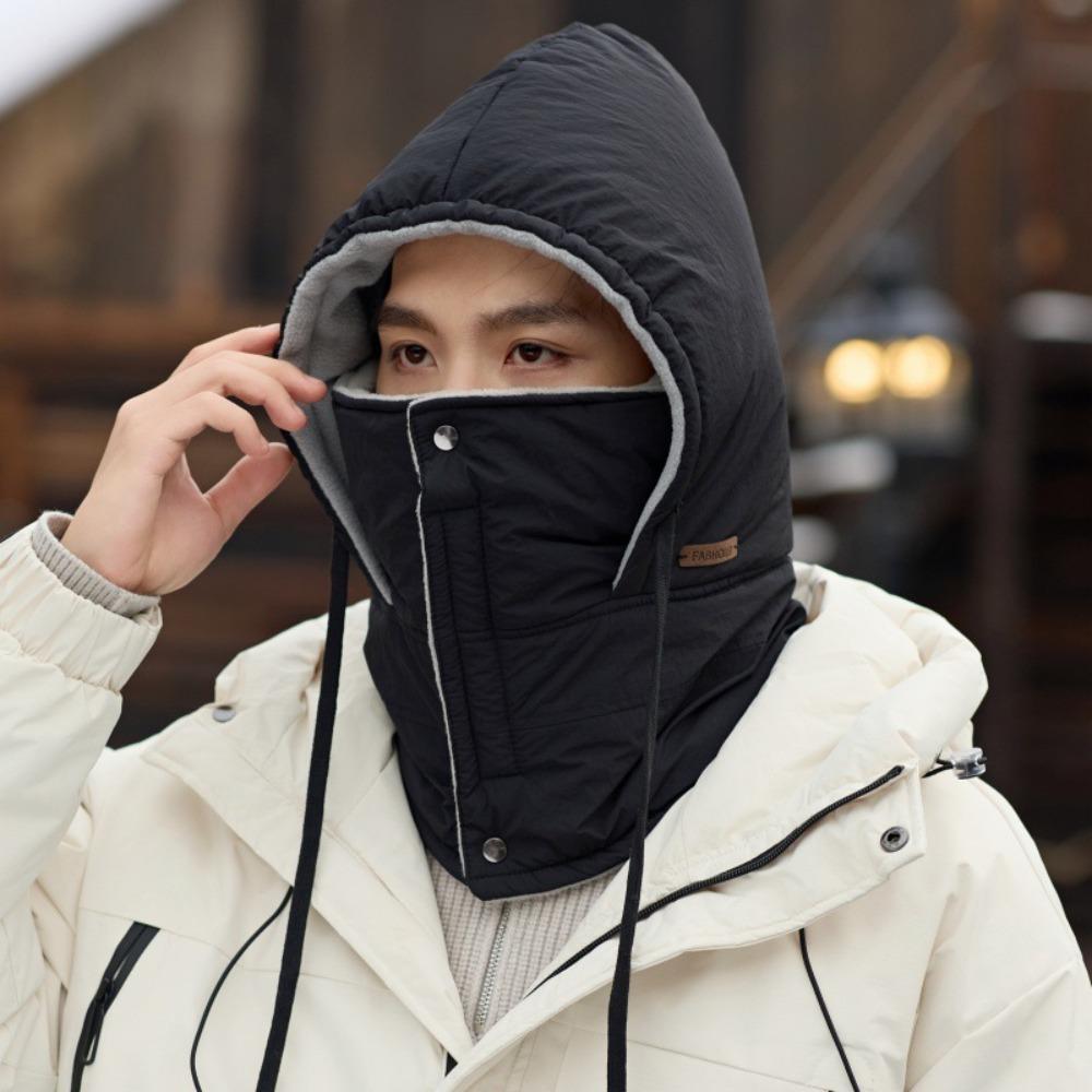Down Cotton Warm Hat 4-in-1 Mask Hat Scarf Set New Beanies Cap Autumn Winter