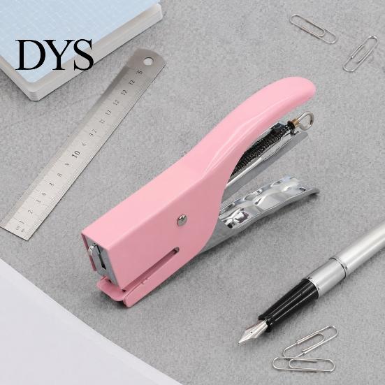 Office Workspace Accessories Mini Handheld Stapler, with Ergonomic Curved Design, Macaron Stapler for Paper Colored Compact Metal Daily Document
