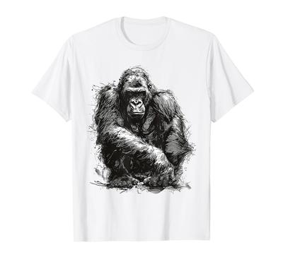 Gorilla Animal Print Graphic Drawing Portrait Gorilla T-Shirt