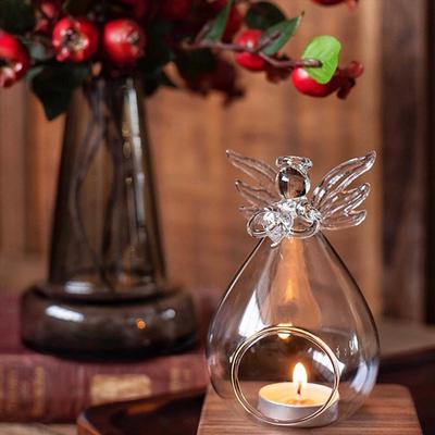 Angel Glass Candle Holder Crystal Hanging Tea Light Home Room Hydroponic Vase Decor Candlestick Storage Holders Fashion Creative