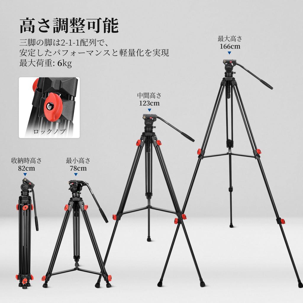 NEEWER Video Tripod Camera Tripod with Fluid Aluminum Portable Camera Tripod Stand for DSLR Compatible with Manfrotto QR Maximum Load TP73 Head,