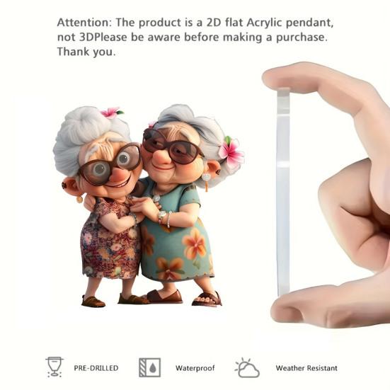 Colgante para Coche Diseño de Anciana Acrílico Accesorio Colgante Adorno para Coche Interior Exterior Árbol de Navidad Puerta Ventana Decoración